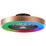 Brilliant Slimline Plafondventilator Kunststof Metaal Zwart Goud 36W 4700lm - 830-865 CCT+RGB | 490mm - Afstandsbediening Dimbaar