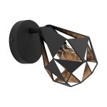 Eglo Wandlamp Carlton 7 Staal Zwart Koper | IP20 - Geschikt voor 1x E27